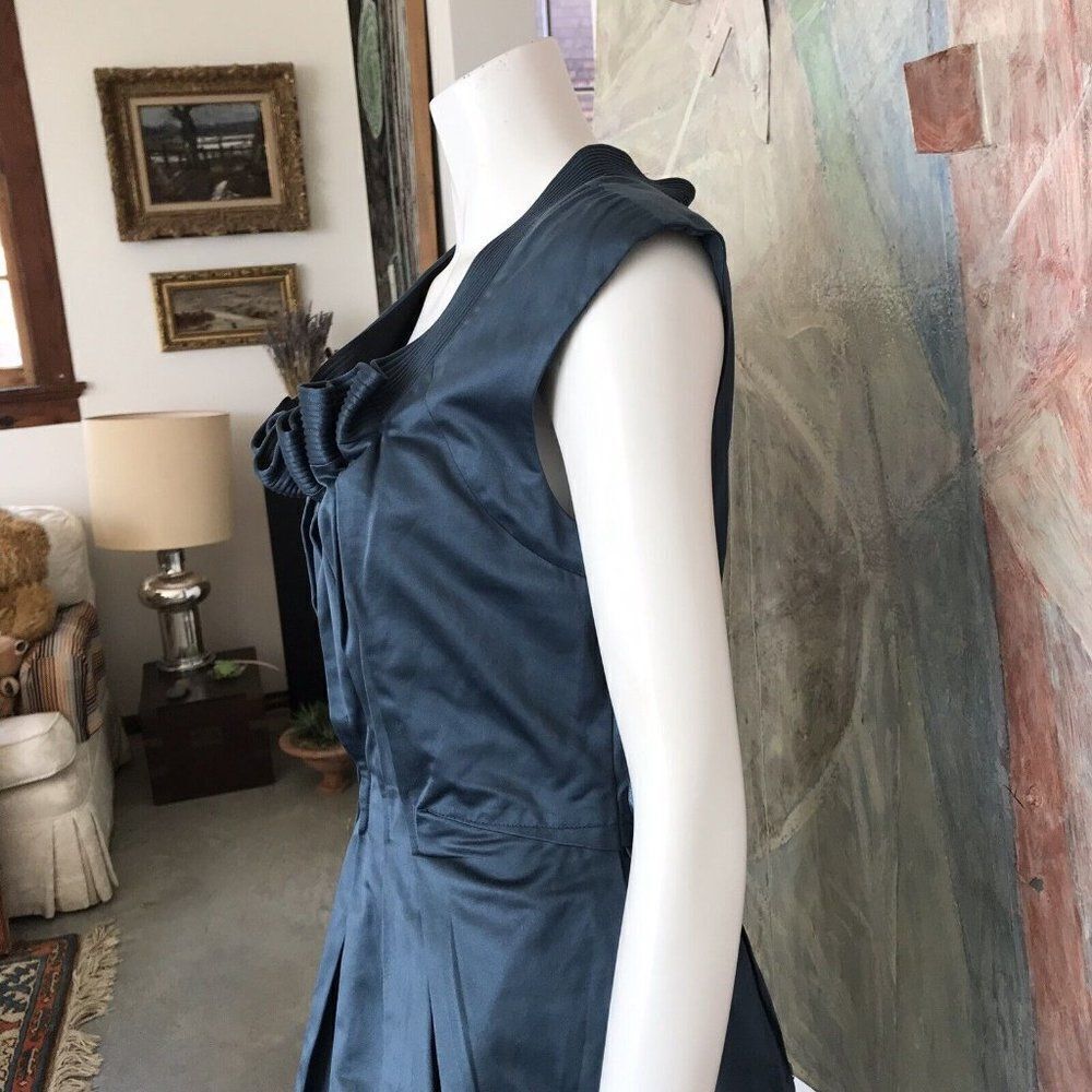 BCBG MaxAzria BCBGMAXAZRIA Avant-garde Blue Silk Art To Wear Cocktail Dress SZ 6 - Picture 6 of 10